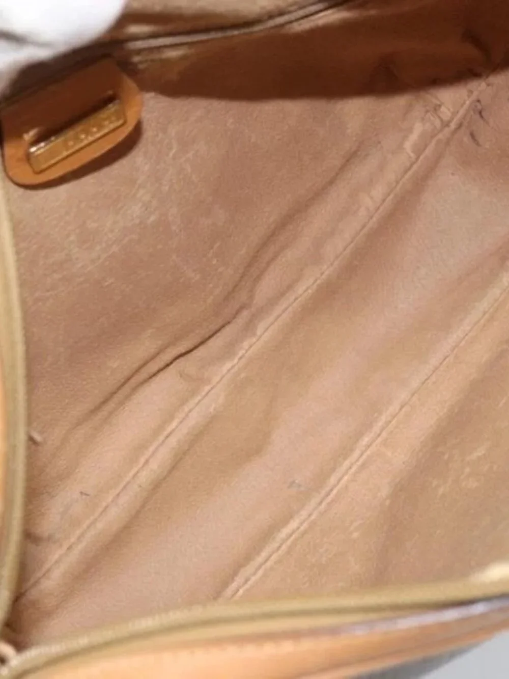 GUCCI Micro GG Supreme Shoulder Bag PVC Beige Gold 001 104 0558 Auth ka3520